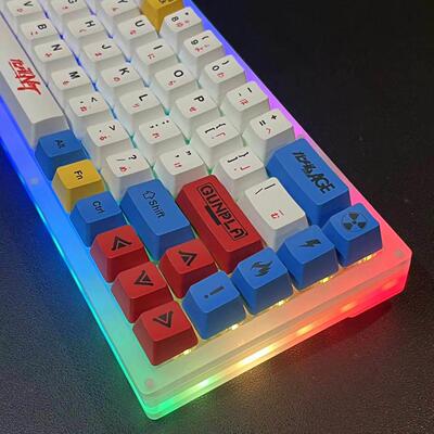 c68键丙烯酸三模式无线蓝牙2.4g机械键盘套件Rgb无声棉花糖轴热插