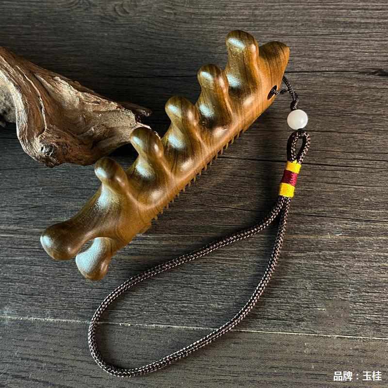 多功能金丝檀木梳子鲲鹏按摩梳头部颈部穴位梳发美鼻家用办公礼品