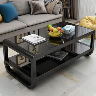 茶几简约现代小户型简易桌子家用长方形边几客厅钢化玻璃茶几