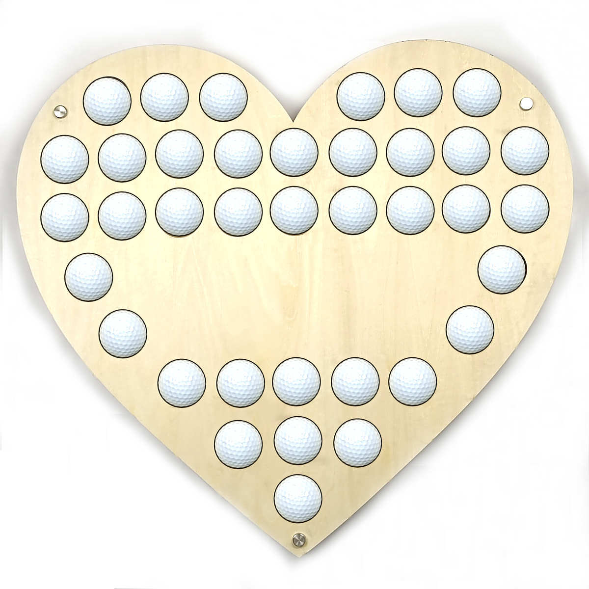 工厂新款大爱心高尔夫球架几何装饰品松木高尔夫球展示架桃心木牌