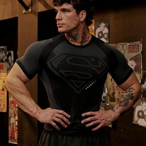 Muscle fitness men's sports short sleeved running