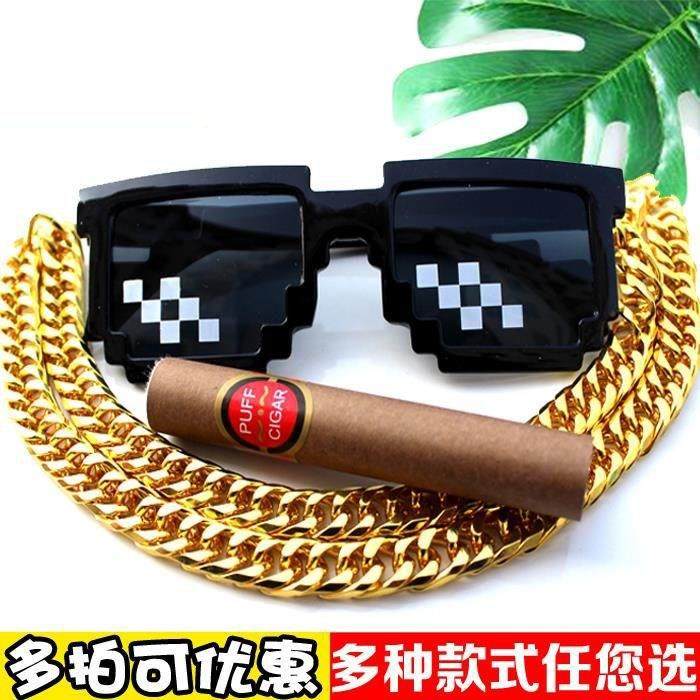 网红大金链子仿真土豪金链子塑料金链子金项链道具社会人套装恶搞