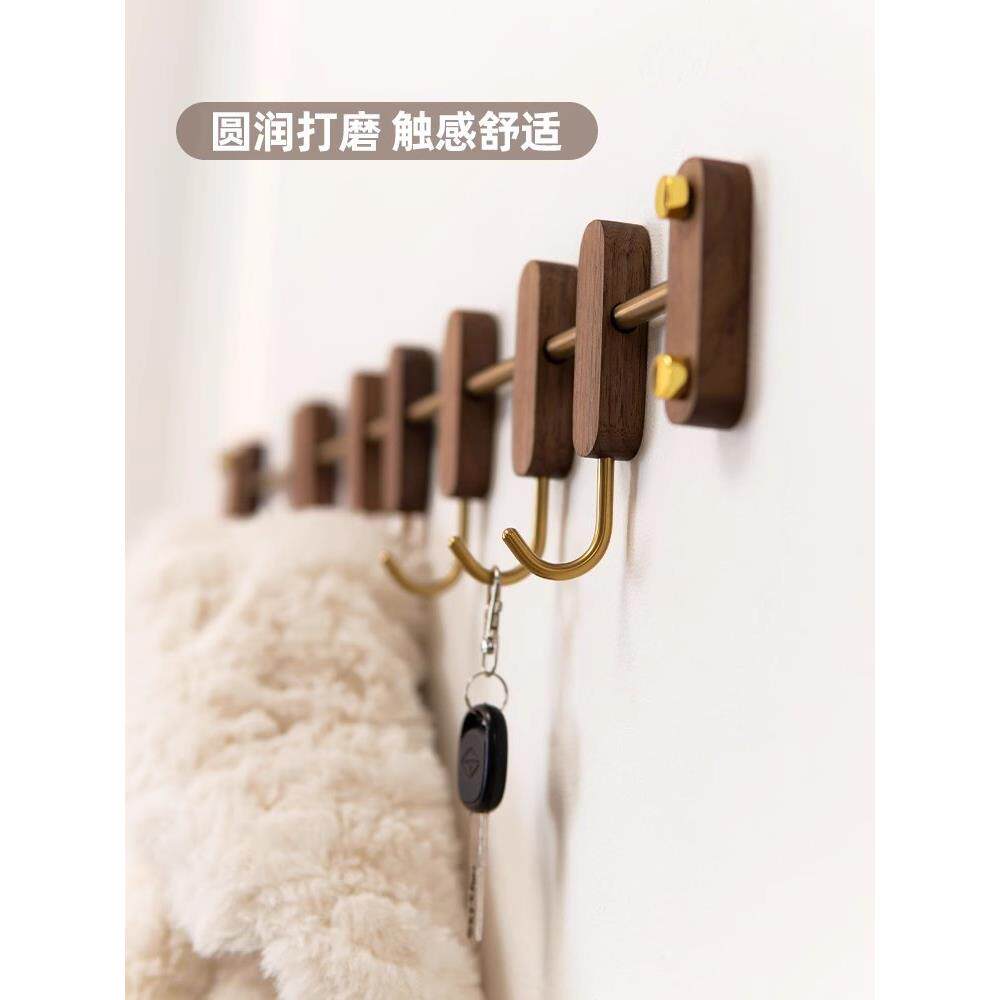 挂F97T9866衣打孔实木玄关挂钩衣帽免架墙匙上钩壁挂创意入户钥挂