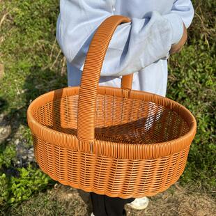 鸡蛋篮子手工藤编手提篮客厅水果篮野餐篮篮手提花篮礼品包装篮采