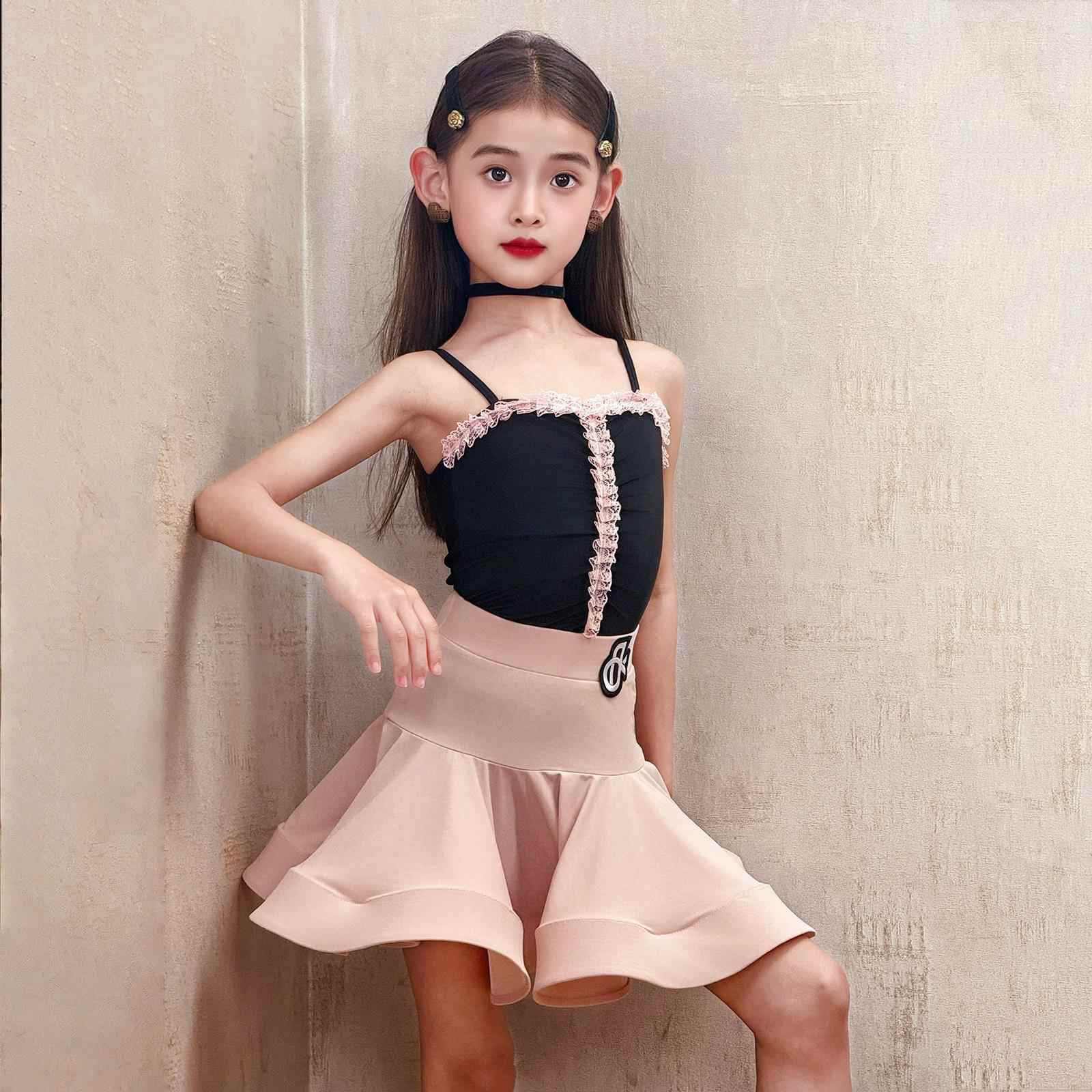 2025新款夏季拉丁舞服女童练功服儿童演出服幼儿专业吊带舞蹈套装