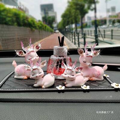 钻车载摆件网红意可6T9M5687爱一路平创安鹿女车饰品内汽鼎盛工镶