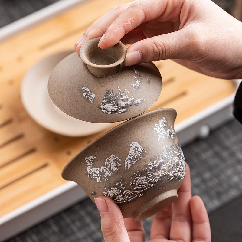 粗陶旅行茶具套装便捷式户外泡茶装备露营野炊泡茶带烧水壶煮茶炉