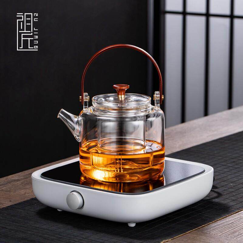 玻璃煮茶壶加厚耐高温蒸汽煮茶器家用烧水壶过滤泡茶壶黑晶炉套装