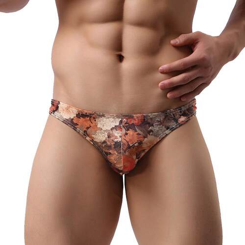Men's breathable printed low waisted triangular underwear
