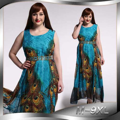 Women's beach dress with large display, printed plus size