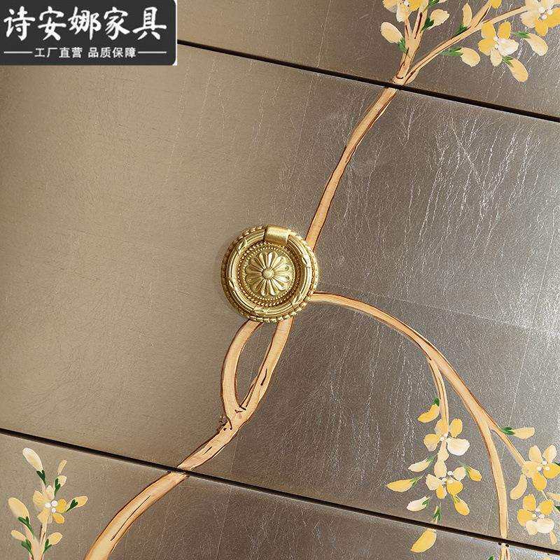 法式奢华实木雕花斗柜客厅彩绘五斗柜卧室收纳储物柜高端家具E6