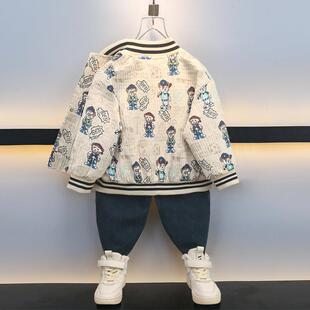 男童外套春秋款酷帅2025潮流儿童棒球服春装洋派韩版小童夹克开衫