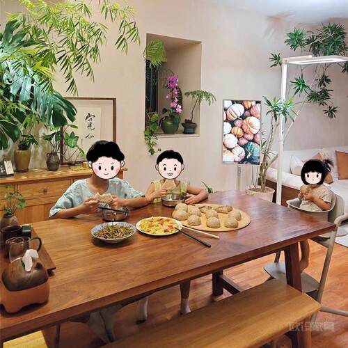 实木餐桌和椅子组合客厅家庭餐桌原木矩形桌大桌子工作台胡桃木