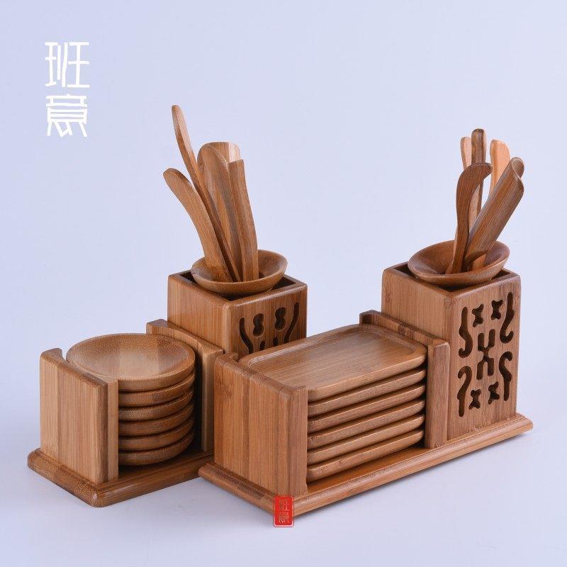半衣竹茶道六君子与杯垫空心双支撑组合茶道套与杯垫竹茶道配件图片