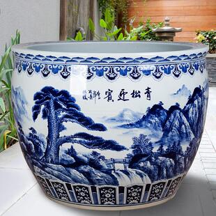 景德镇陶瓷大缸庭院种树观景门海水缸睡莲荷花锦鲤鱼缸大型落地缸