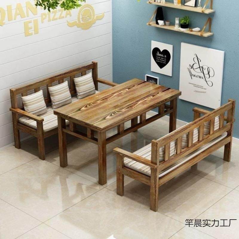 全实木快餐店桌椅组合饭店餐桌面馆餐家庭简约饭桌小吃店酒吧桌椅