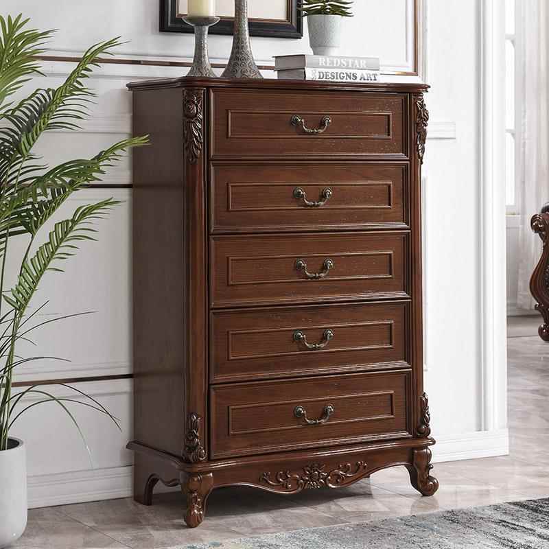 全实木五斗柜欧式多能三功橱现代卧室储斗物收UZE纳柜美式约七斗