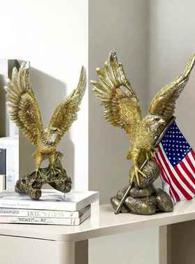 玄关装饰摆件轻奢高档美国国旗老鹰摆件客厅家居树脂工艺品样板房