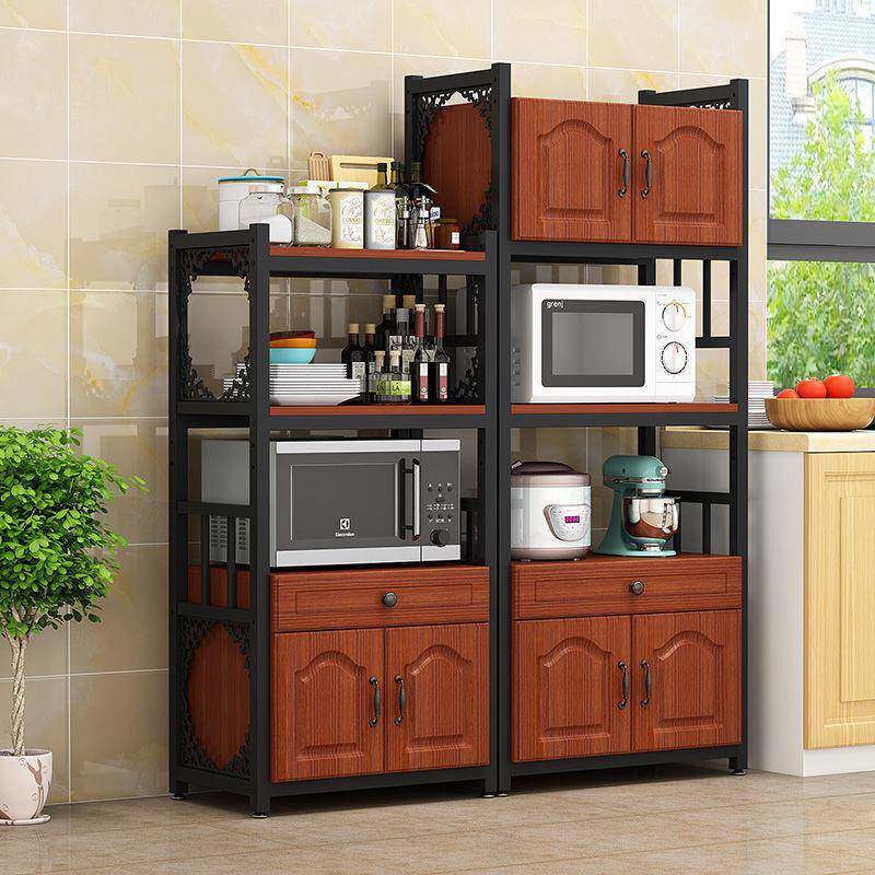 微波炉置物架电烤箱收纳架子餐边柜多层橱柜欧式厨房置物架落地式