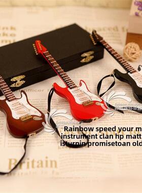 可刻字木质电吉他模型西洋乐器摆件汽车挂件送朋友生日圣诞节礼物