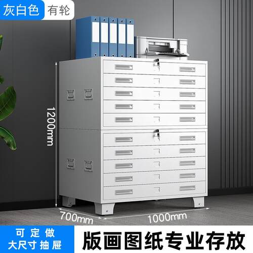 工程图纸收纳柜画 画柜底图柜A0菲林柜留样柜A1版画 画印刷收纳柜
