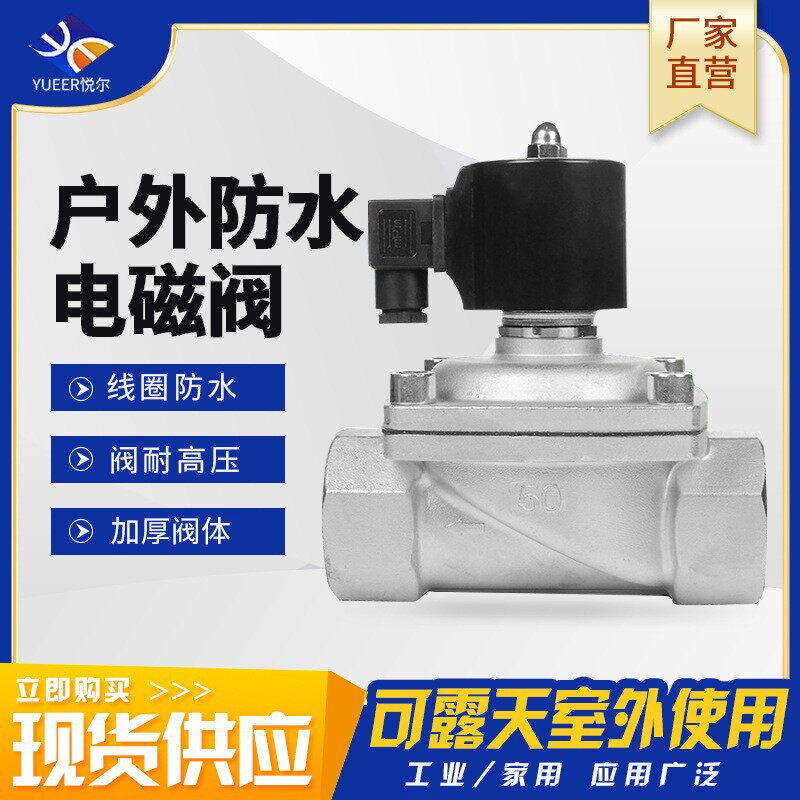 户外防水电子阀电磁控制阀开关阀不锈钢排气阀水用电磁阀220v 12v