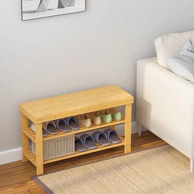 家换鞋凳简易纳用门口鞋竹鞋架进收门实木换柜床尾可ZIZ坐式穿鞋