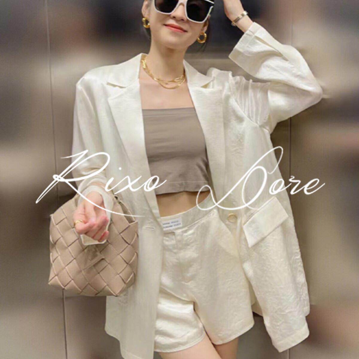 RIXO DORE法式轻熟御姐风白色防晒外套女新款西装外套短裤两件套