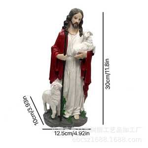 厂家直供欧式西方放牧者拄拐老人装饰品树脂工艺品雕塑摆件