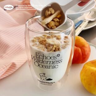 NANZA 小狗咖啡杯高硼硅玻璃耐热水杯韩式ins字母饮料大容量450ml