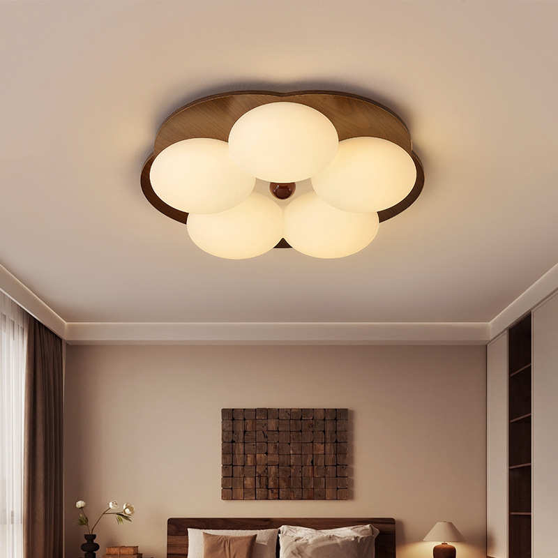 复古房间中公主书房新原木胡桃木实木卧室灯具吸顶灯古风顶灯中式