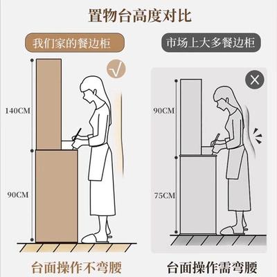 中能古餐边柜靠物墙一体架轻奢酒柜置中式茶水高柜多功OWV储物柜