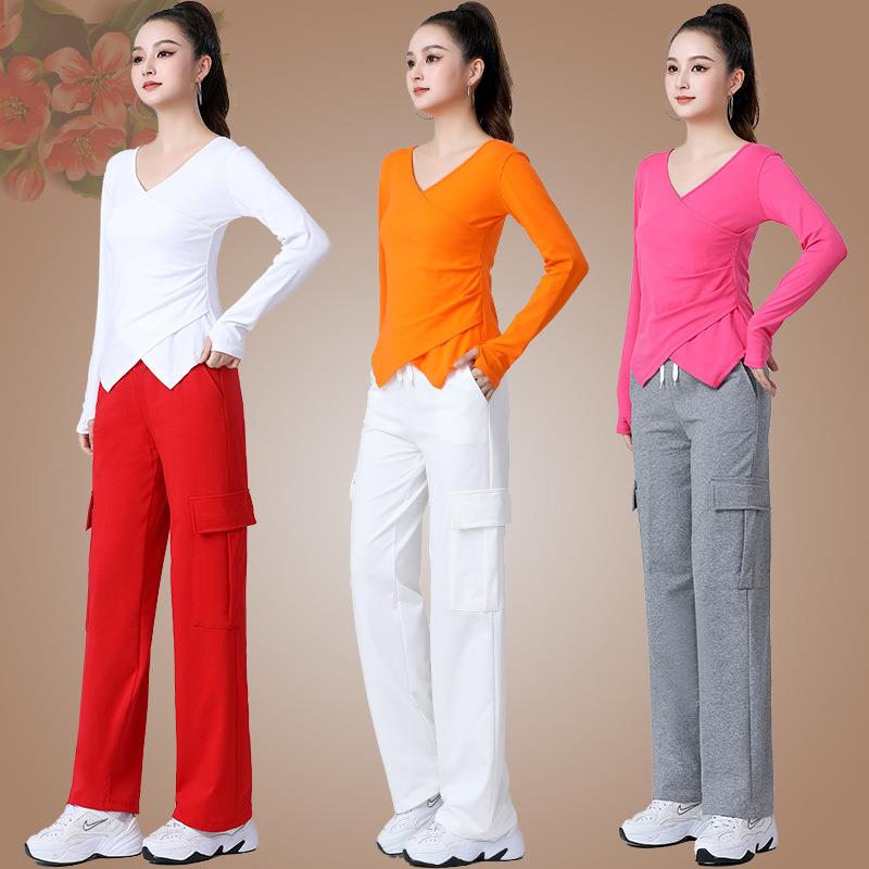 新款直销杨丽萍广场舞服装新款长袖上衣运动舞蹈服成人女款显瘦