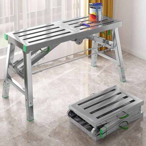 厂家批发折叠马凳工地装修用加厚可伸缩不锈钢金属钢折叠式脚手架