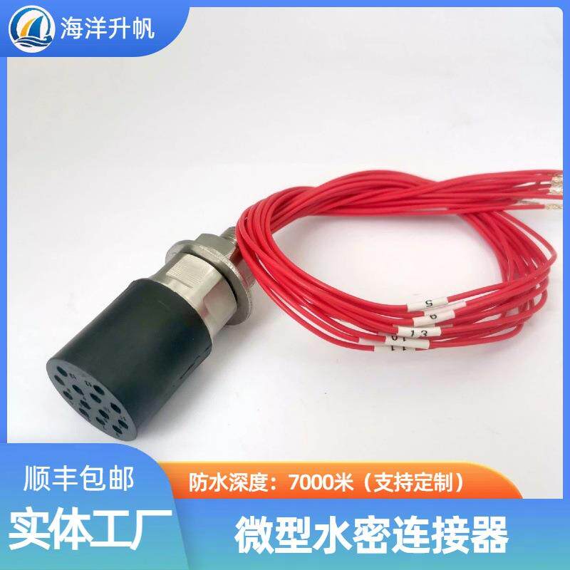 海洋升帆 深水水下防水密封水密连接器微型13芯母座公缆 耐压7000