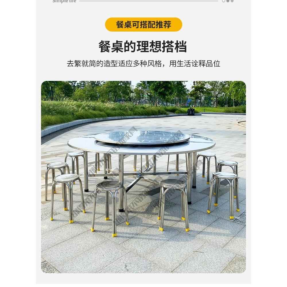 304不锈钢加厚圆桌带转盘家用折叠圆台桌餐厅饭店酒席包厢大餐桌