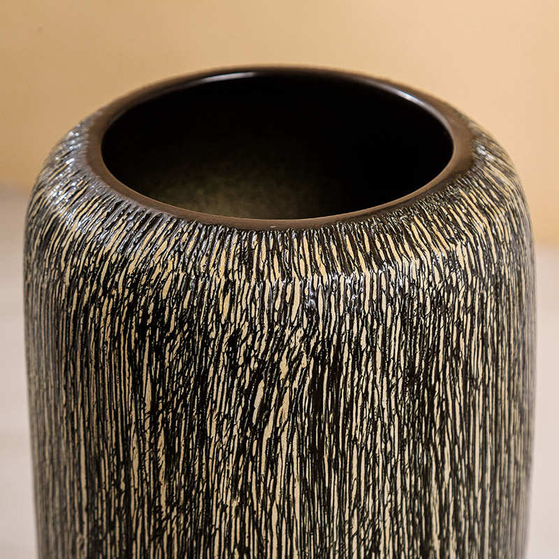 雕刻高温工艺品 尺寸中式手工时尚陶瓷花瓶新现代多简约落地摆件