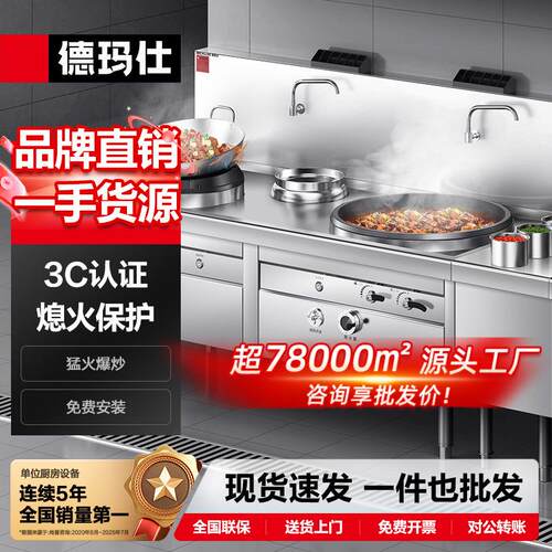 德玛仕商用燃气大锅灶食堂饭店猛火灶炒菜炉双头大小炒组合哇噢
