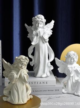 餐边柜装饰品摆件人物摆件树脂工艺品雕塑桌面小装饰品摆设天使可