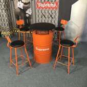 复古工业风创油桶吧用清吧卡JZ123座桌椅意户外休息区商高脚桌椅