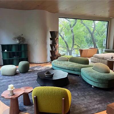 意式极简鹅卵石心形布艺沙发客厅2025新款大平层异形模块组合沙发