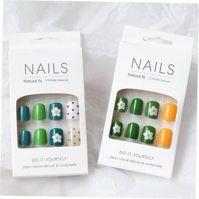 24Pcs Fake Nails Finished Nail Patch Short Fake Nails