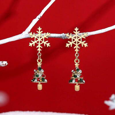 Christmas series earrings asymmetrical earrings圣诞甜美耳饰