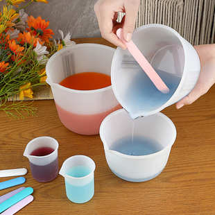 600ml印字刻度量杯硅胶搅拌棒石膏蜡烛工具套装 DIY1500ml 1000ml