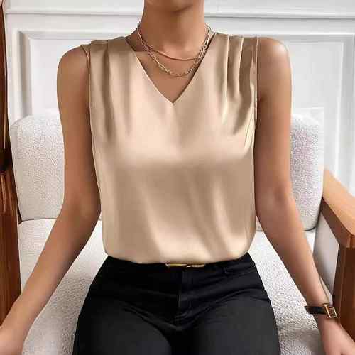 female solid Elegant vest all-match top V-neck womens