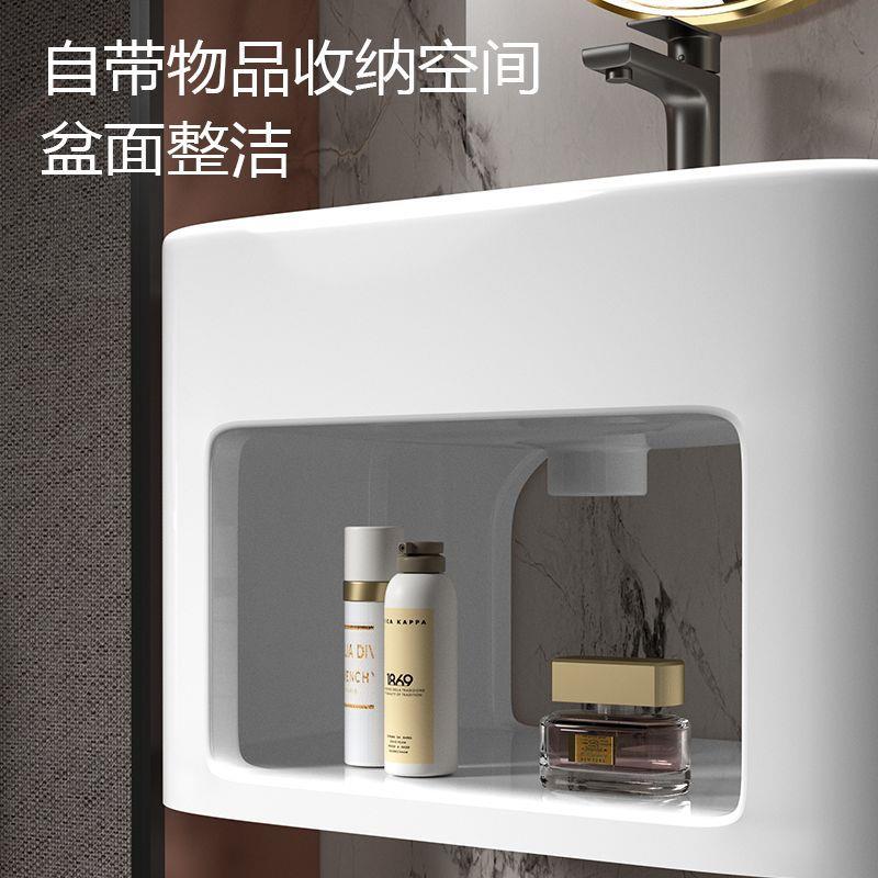 挂一体陶瓷洗手86脸面水槽池壁墙排悬式家用卫空生间小台户型洗漱