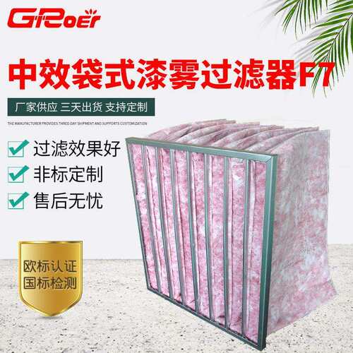 厂家供应F7中效过滤袋 现货袋式过滤器 阻漆过滤器 漆雾过滤器