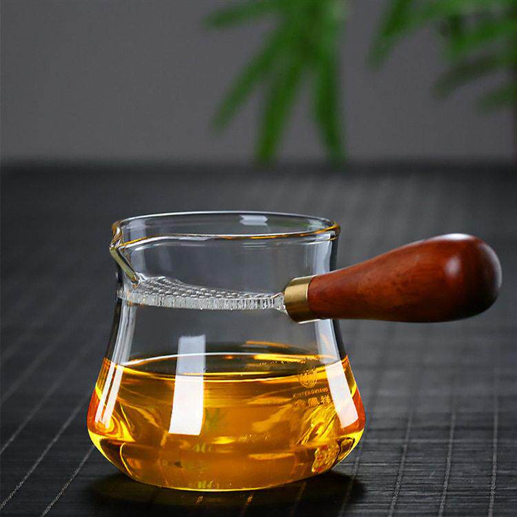 博雅木把月牙玻璃公道杯侧把公杯分茶器加厚茶海耐温功夫茶具