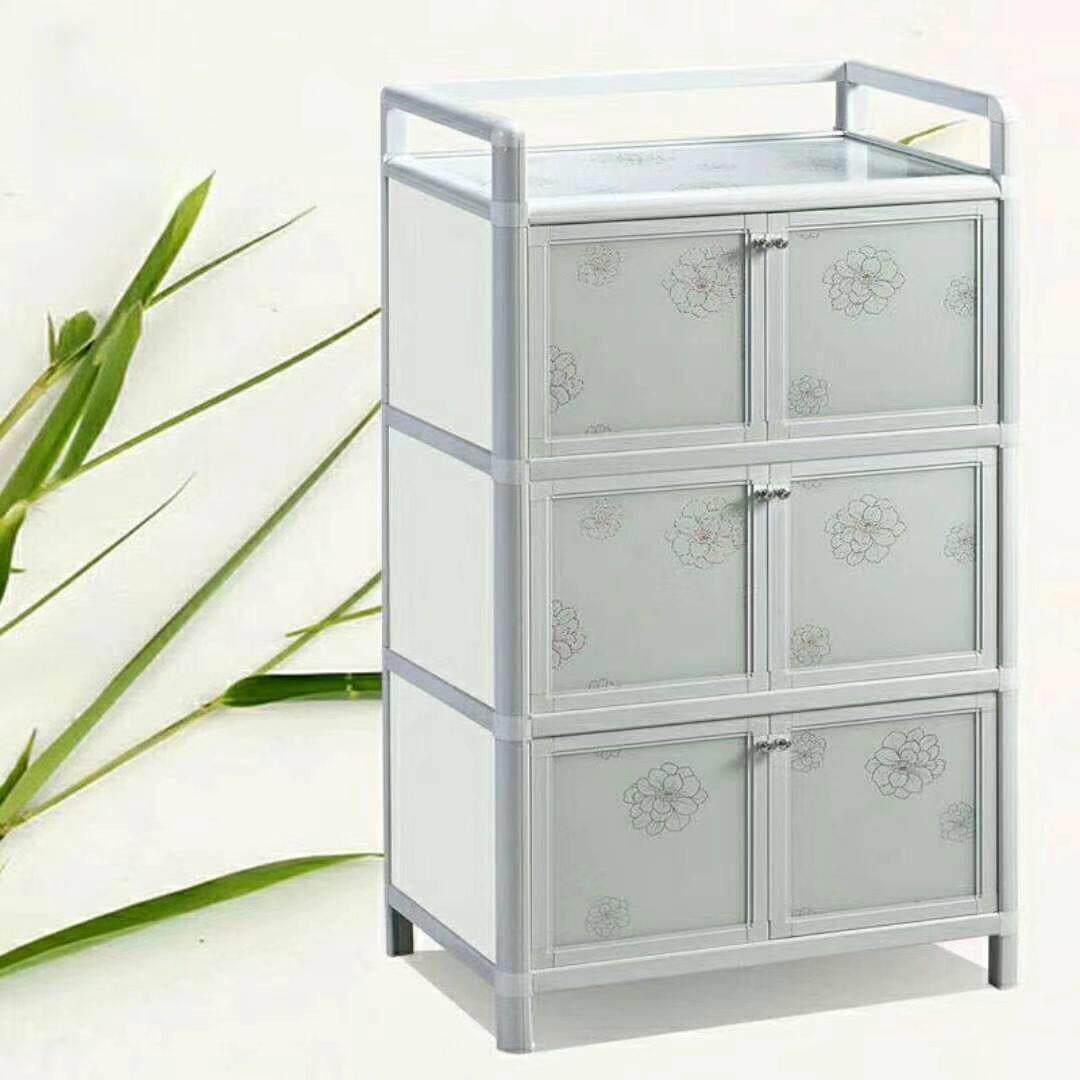 加厚铝合金碗整体橱柜菜厨阳台柜餐柜厨房储物收纳柜客厅门厅置物