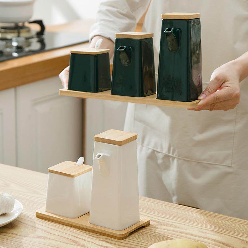 北欧陶瓷调料盒套装家用创意厨房调味盒餐厅面馆商用辣椒罐醋壶